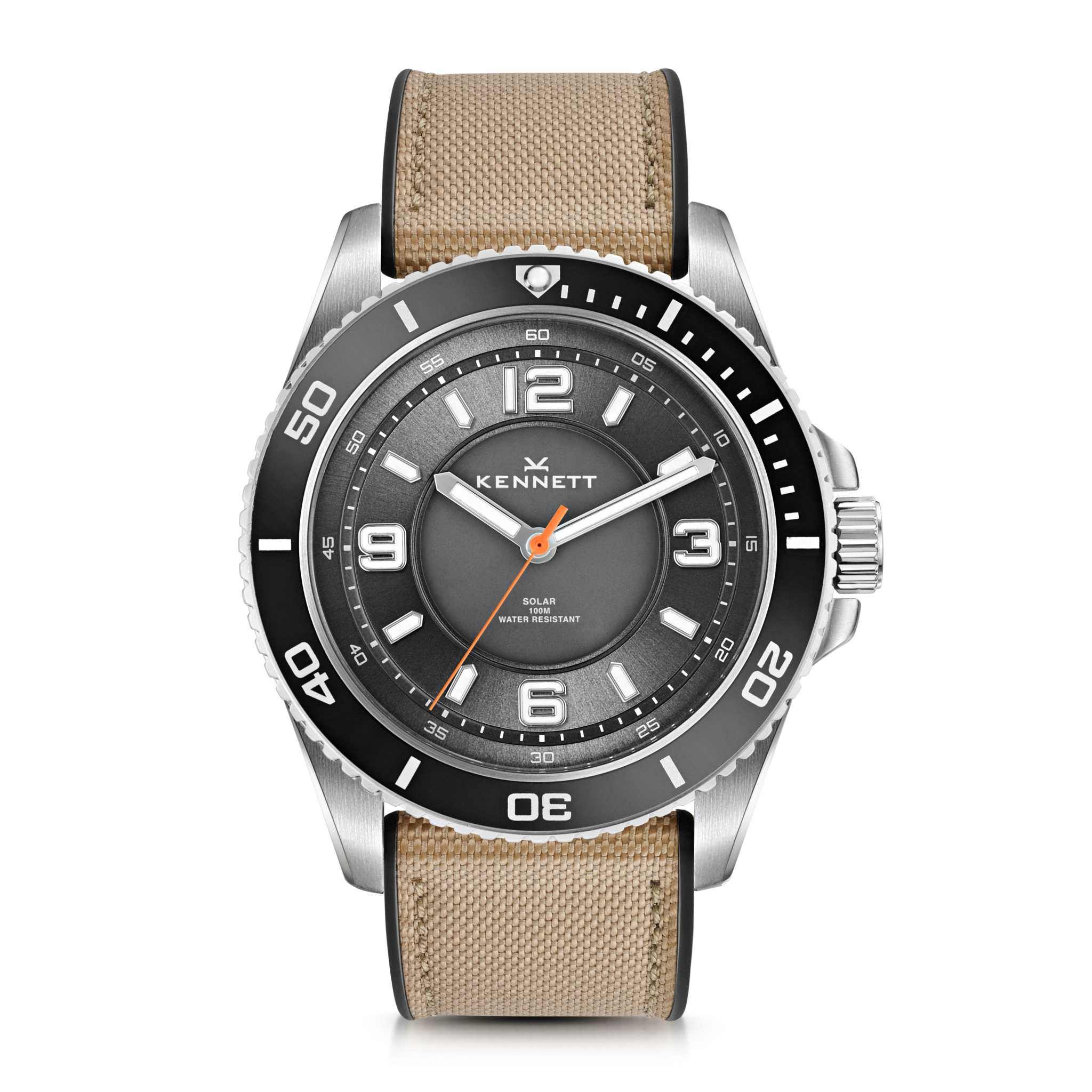 Kennett Solaxplorer Solar Watch with Grey Dial/ Sand Strap combo
