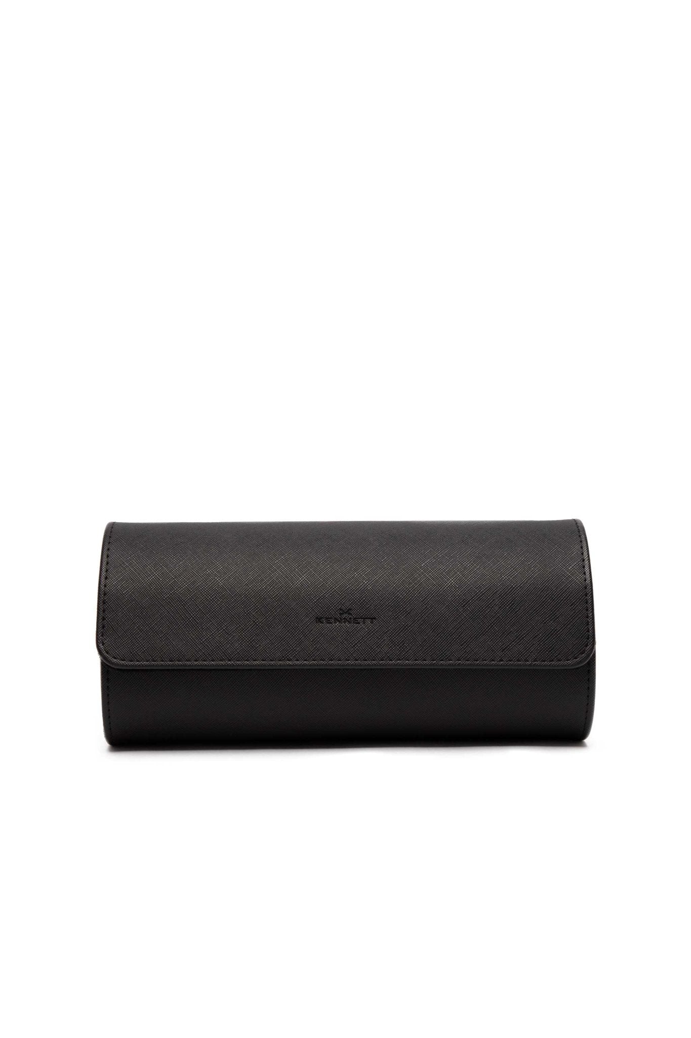 Black Leather Watch Roll | Luxury Travel Watch Storage Case Kennett Great Britain