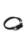 Kennett Circoro Bracelet, PU Leather with Steel Clasp, Black/Silver