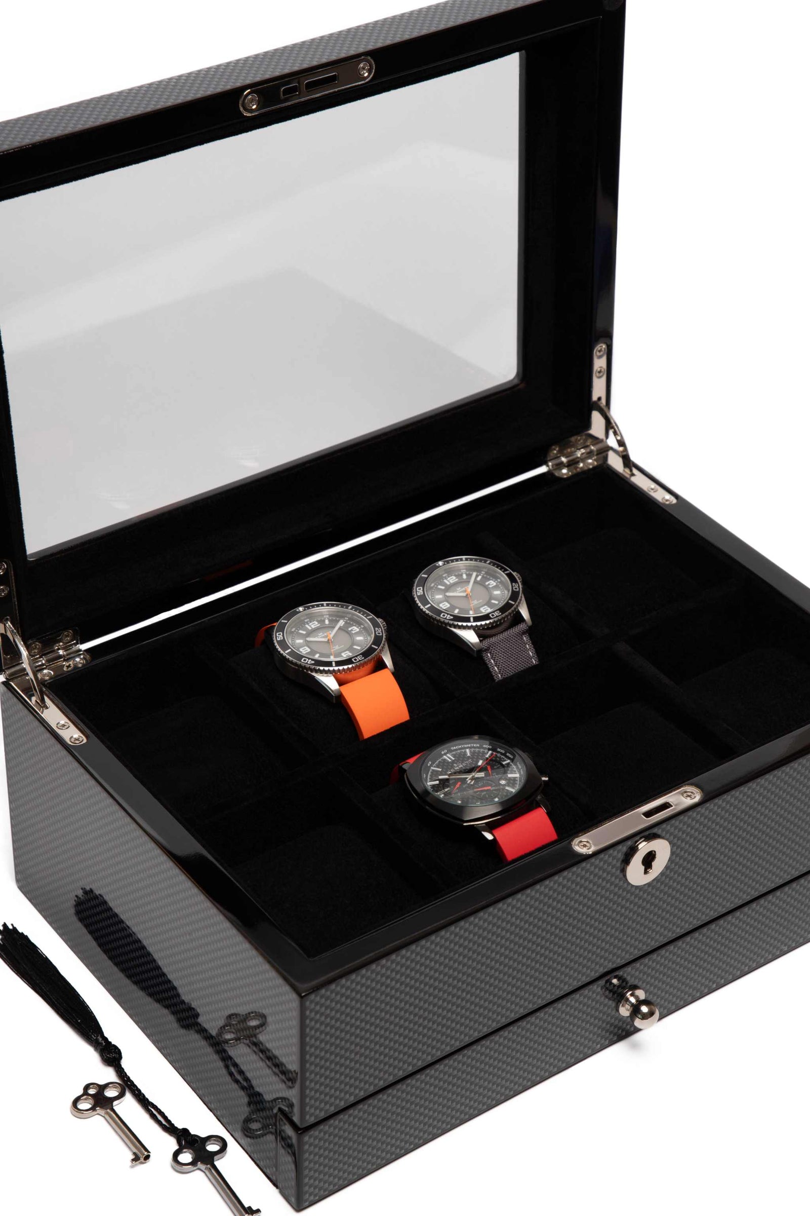 Kennett 8 Watch Box Valet Organiser | Carbon Fibre Storage for Watches & Accessories watch boxKennett Great Britain