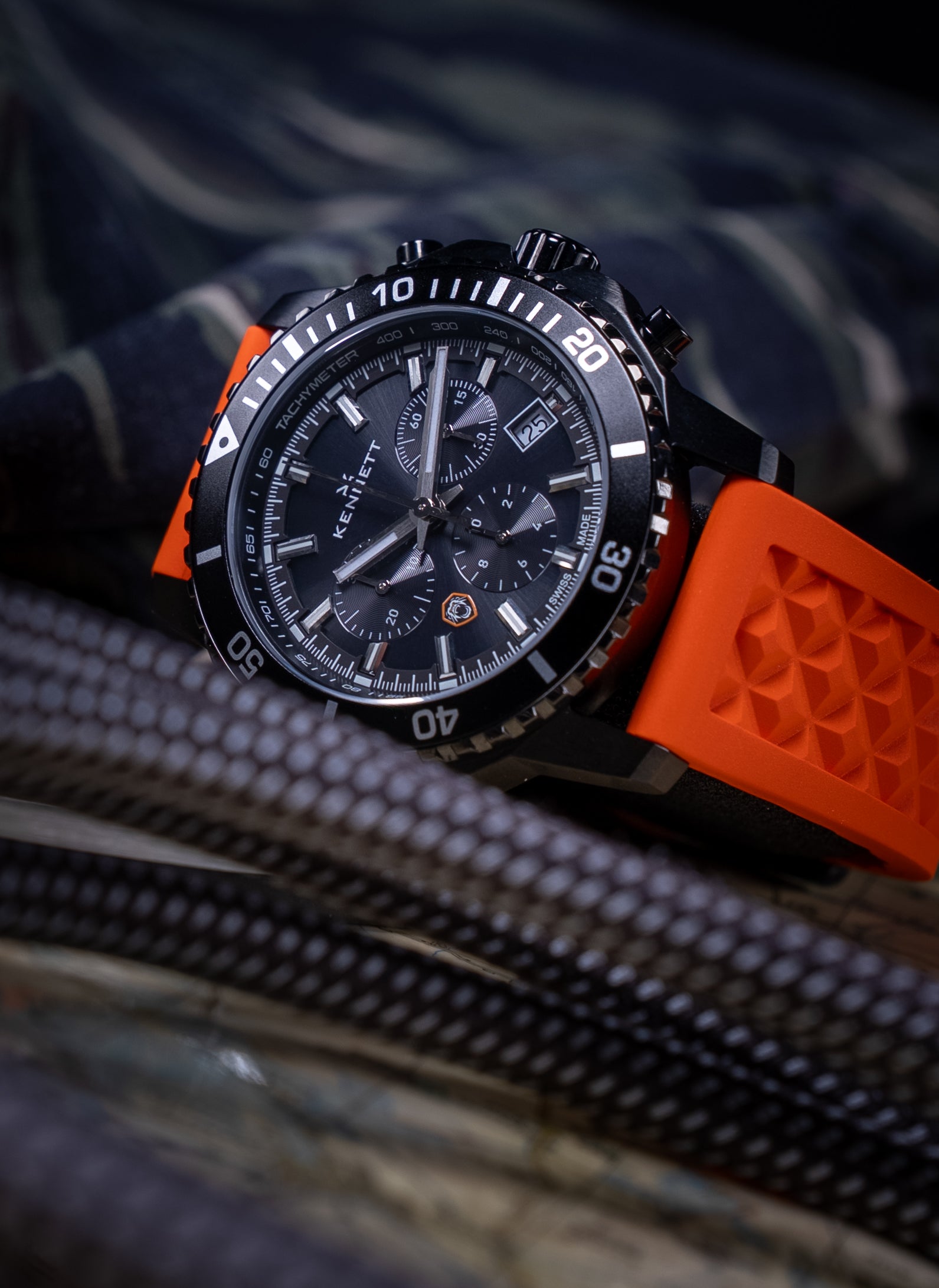 Kennett x Ollie Ollerton Solarforce — Limited Edition Swiss Solar Chronograph, Black, 42mm