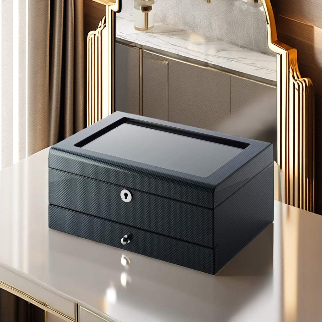 Kennett 8 Watch Box Valet Organiser | Carbon Fibre Storage for Watches & Accessories watch boxKennett Great Britain