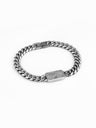 Kennett Meteorite Curb Chain Bracelet in brushed stainless steel with Muonionalusta meteorite inlay
