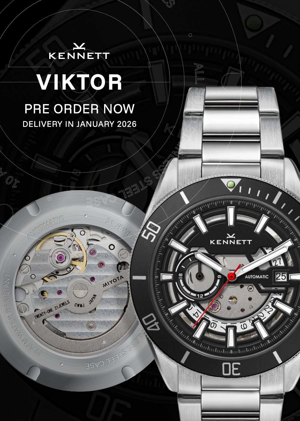 Kennett Viktor Automatic Watch – Skeleton Dial 42mm