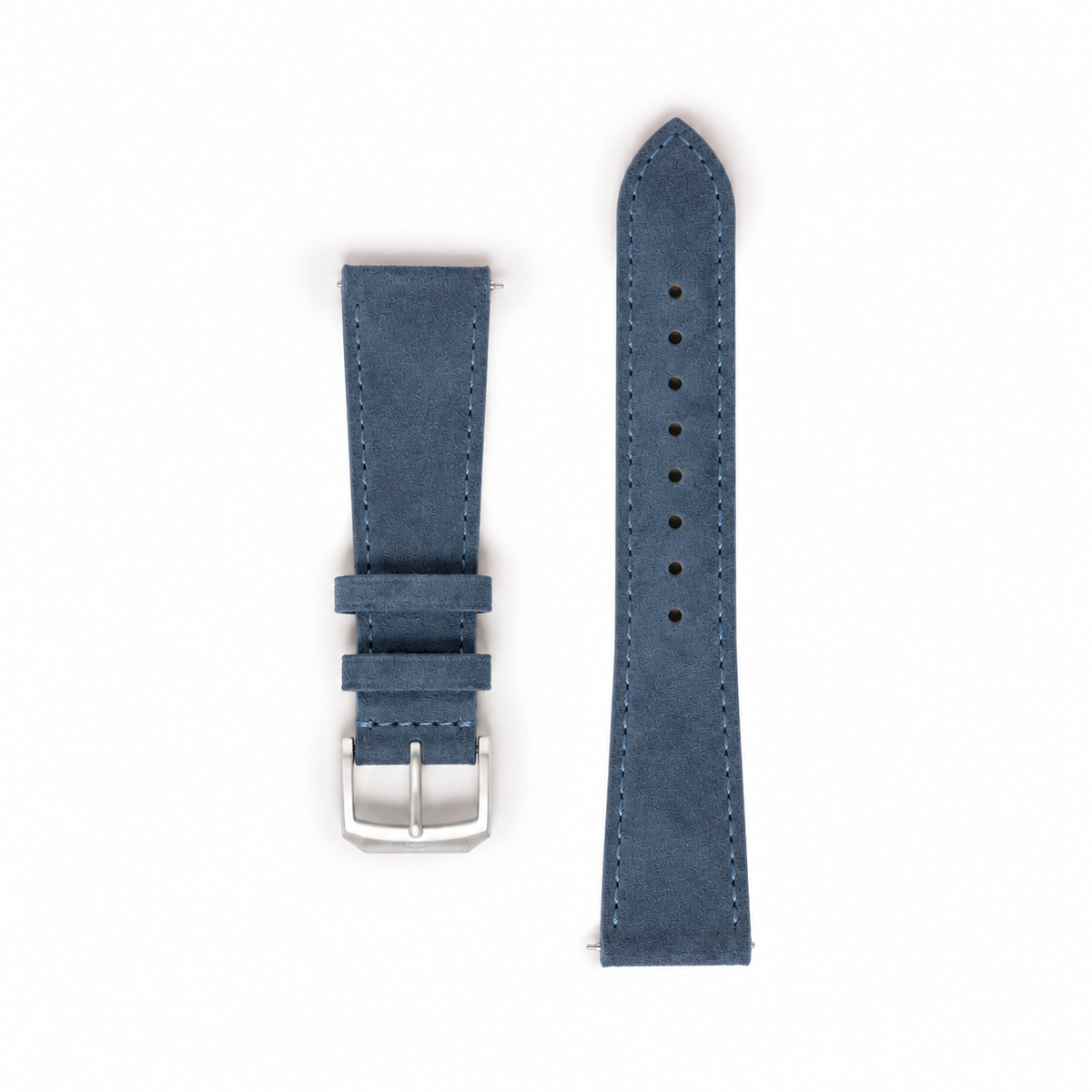 Kennett blue suede leather watch strap, quick release, with stainless steel buckle
