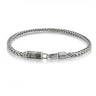 Kennett silver meteorite bracelet 20cm, wheat chain design with a genuine Muonionalusta meteorite tube segment, laid in a circle showing the lobster clasp closure