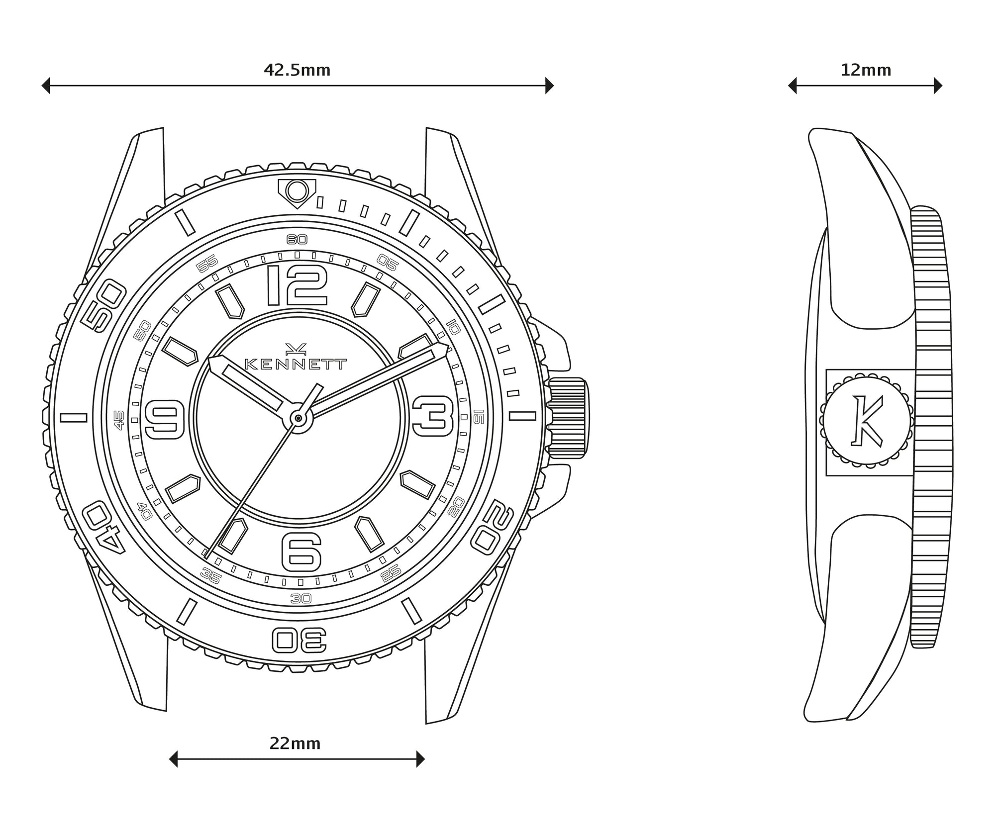 Kennett Solaxplorer Solar Watch - 100M Waterproof, Japanese Movement