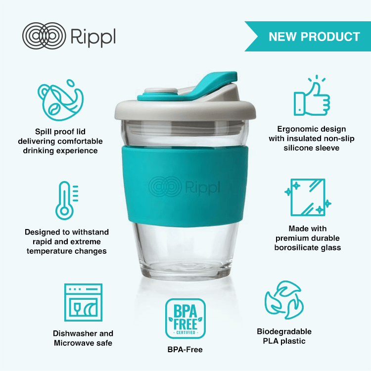 Rippl Coffee Cup | 12oz 340ML | Grey or Green Kennett Great Britain