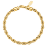 Kennett gold 5mm twisted rope chain bracelet, 19cm, laid in a circle showing the lobster clasp closure