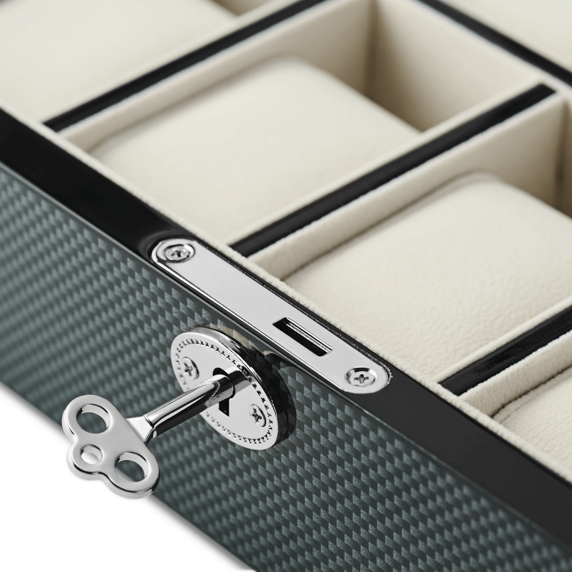 Kennett 10 - Slot Wooden Watch Box – Carbon Fibre Finish Kennett Great Britain